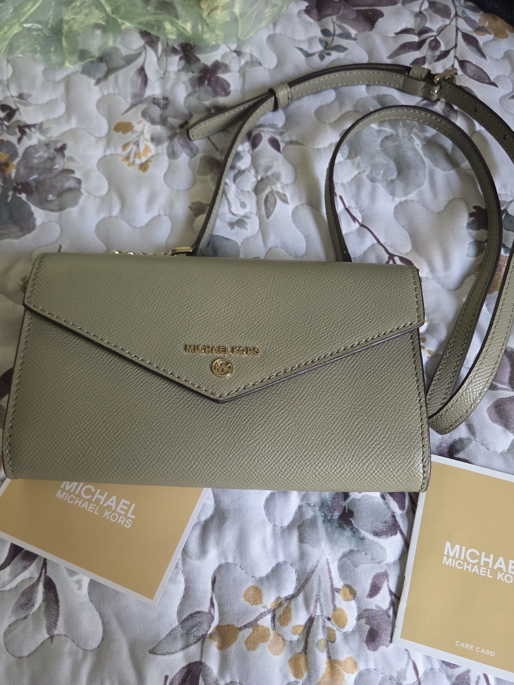 Michael Kors Olive Saffiano Leather Envelope Crossbody